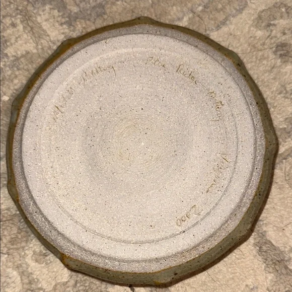 Signed Blue Ridge Pottery Virginia 2000 Handcrafted Ceramic Dip Plate - Picture 3 of 9